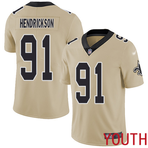New Orleans Saints Limited Gold Youth Trey Hendrickson Jersey NFL Football #91 Inverted Legend Jersey